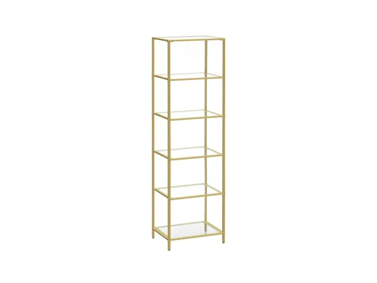 Vasagle Glasregal 6 Ablagen 30 cm x 40 cm x 177,3 cm Gold