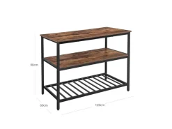 Vasagle Küchenregal 3 Ablagen 60 cm x 120 cm x 90 cm Braun-Schwarz* Regal Weiß|Regale Schwarz