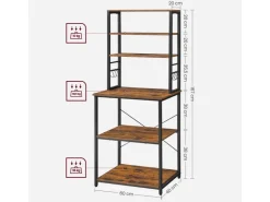 Vasagle Küchenregal 40 cm x 60 cm x 167 cm Braun-Schwarz* Regale Schwarz