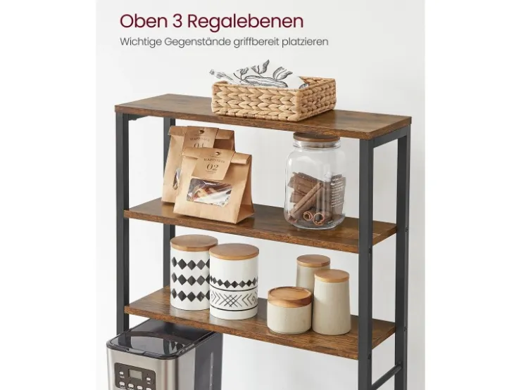 Vasagle Küchenregal 40 cm x 60 cm x 167 cm Braun-Schwarz* Regale Schwarz