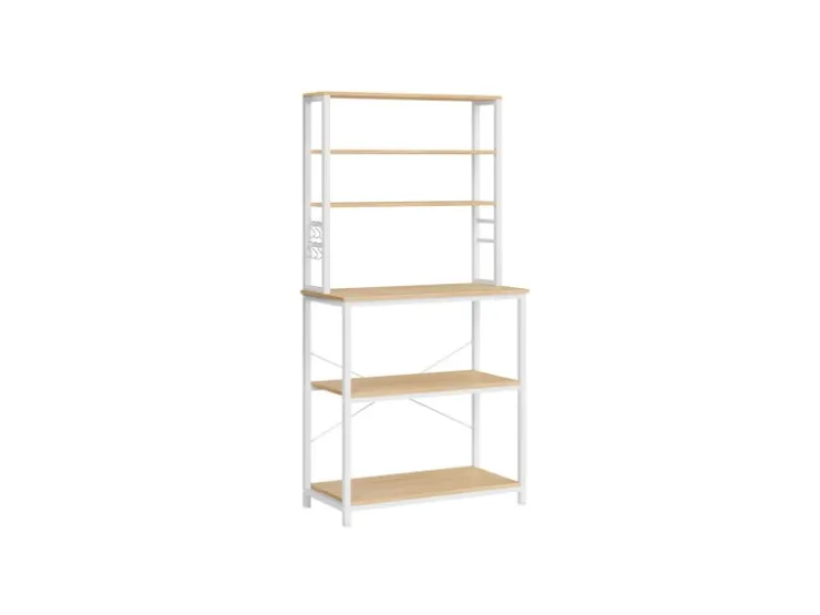 Vasagle Küchenregal Stahl 40 cm x 80 cm x 167 cm Eichefarben-Weiß