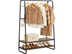 Vasagle Kleiderständer mit 2 Regalen 45 cm x 100 cm x 160 cm Braun-Schwarz* Metallregale|Regale Schwarz