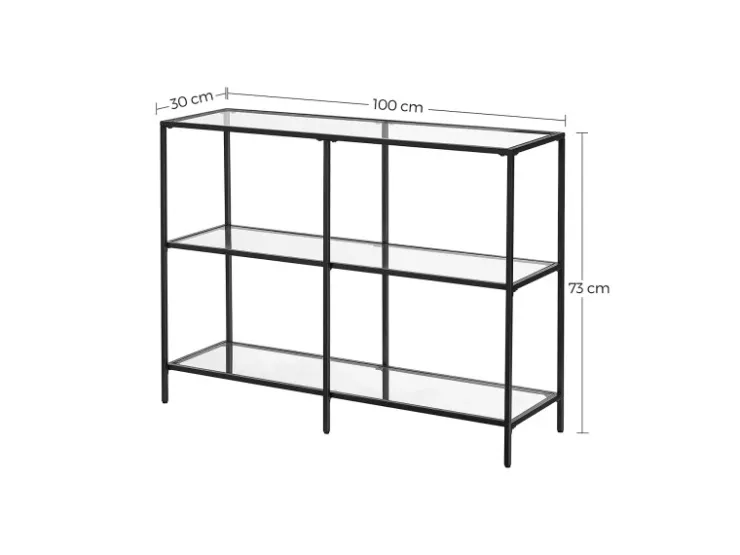 Vasagle Konsolentisch 30 cm x 100 cm x 73 cm Schwarz-Transparent* Regale Schwarz|Tische