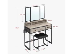 Vasagle Schminktisch mit Hocker Greige-Schwarz* Hocker