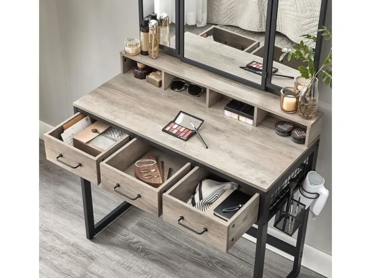 Vasagle Schminktisch mit Hocker Greige-Schwarz* Hocker