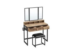 Vasagle Schminktisch mit Hocker Eichenbraun-Schwarz* Hocker