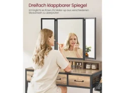 Vasagle Schminktisch mit Hocker Eichenbraun-Schwarz* Hocker