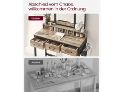 Vasagle Schminktisch mit Hocker Eichenbraun-Schwarz* Hocker