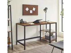 Vasagle Schreibtisch 2 Ablagen 60 cm x 140 cm x 75 cm Braun-Schwarz