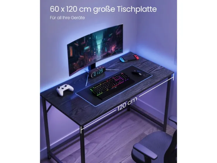 Vasagle Schreibtisch 60 cm x 120 cm x 75 cm Schwarz