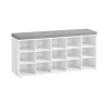 Vasagle Schuhbank mit Sitzkissen 30 cm x 105 cm x 48 cm Weiß-Grau