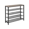 Vasagle Schuhregal 4 Ebenen 100 cm x 30 cm x 92,5 cm Grau-Schwarz* Regale Massivholz