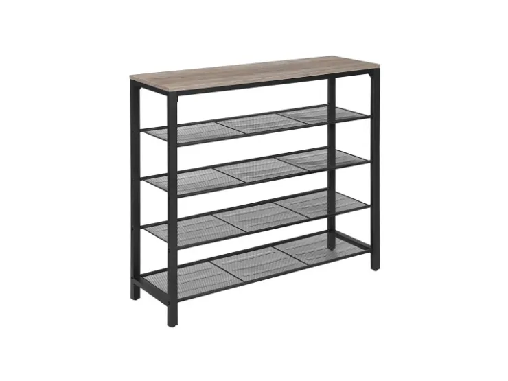 Vasagle Schuhregal 4 Ebenen 100 cm x 30 cm x 92,5 cm Grau-Schwarz* Regale Massivholz