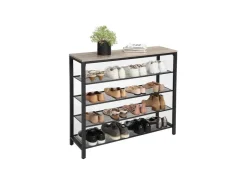 Vasagle Schuhregal 4 Ebenen 100 cm x 30 cm x 92,5 cm Grau-Schwarz* Regale Massivholz