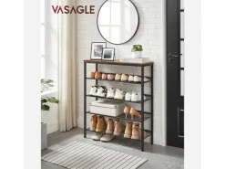 Vasagle Schuhregal 5 Ebenen 30 cm x 93 cm x 75 cm Braun-Schwarz