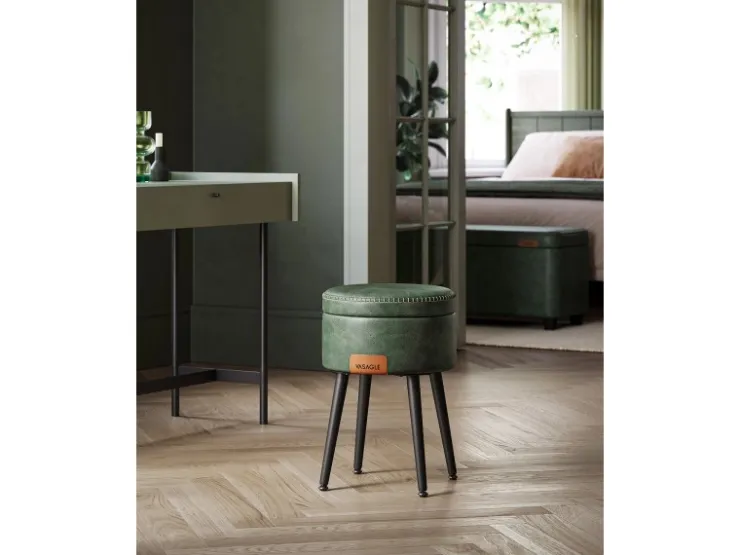 Vasagle Sitzhocker mit Stauraum Ø 32 cm x 44 cm Waldgrün* Hocker