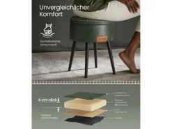 Vasagle Sitzhocker mit Stauraum Ø 32 cm x 44 cm Waldgrün* Hocker
