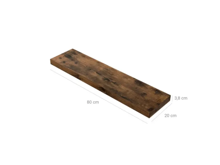 Vasagle Wandboard 20 cm x 80 cm x 3,8 cm Braun* Regale Massivholz|Holzregale