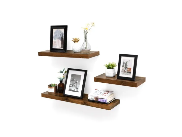 Vasagle Wandboard 20 cm x 80 cm x 3,8 cm Braun* Regale Massivholz|Holzregale
