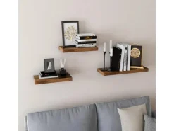 Vasagle Wandboard 20 cm x 80 cm x 3,8 cm Braun* Regale Massivholz|Holzregale