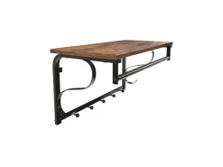 Vasagle Wandgarderobe 5 Haken und Regal 30 cm x 60 cm 31,7 cm Braun-Schwarz* Regale Schwarz|Metallregale