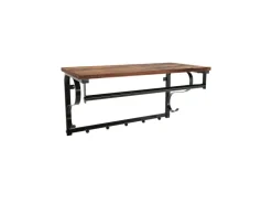 Vasagle Wandgarderobe 5 Haken und Regal 30 cm x 60 cm 31,7 cm Braun-Schwarz* Regale Schwarz|Metallregale