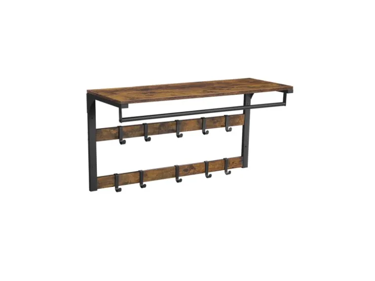 Vasagle Wandgarderobe mit Ablage 30 cm x 80 cm x 42 cm Braun-Schwarz* Regale Schwarz