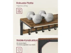 Vasagle Wandgarderobe mit Ablage 30 cm x 80 cm x 42 cm Braun-Schwarz* Regale Schwarz