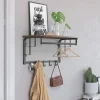 Vasagle Wandgarderobe mit Aufbewahrungsregal 30 cm x 66 cm x 27 cm Braun-Schwarz* Schweberegale