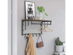 Vasagle Wandgarderobe mit Aufbewahrungsregal 30 cm x 66 cm x 27 cm Braun-Schwarz* Schweberegale