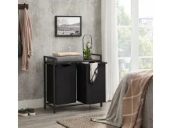 Vasagle Wäschekorb 2 Fächer 33 cm x 73 cm x 72 cm Braun-Schwarz 92 l* Bettwäsche