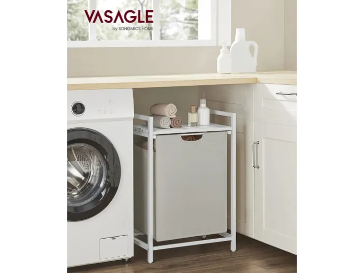 Vasagle Wäschesammler 50 cm x 33 cm x 72 cm Weiß