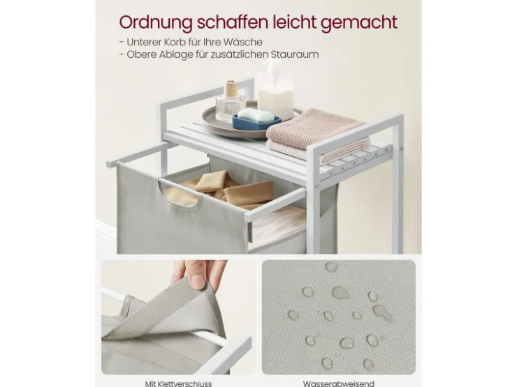 Vasagle Wäschesammler 50 cm x 33 cm x 72 cm Weiß