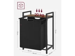Vasagle Wäschesammler mit Ablage 50 cm x 33 cm x 72 cm Braun-Schwarz