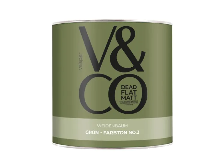V&CO Premium-Innenfarbe Dead Flat Matt Grün Farbton 3 2,5 l