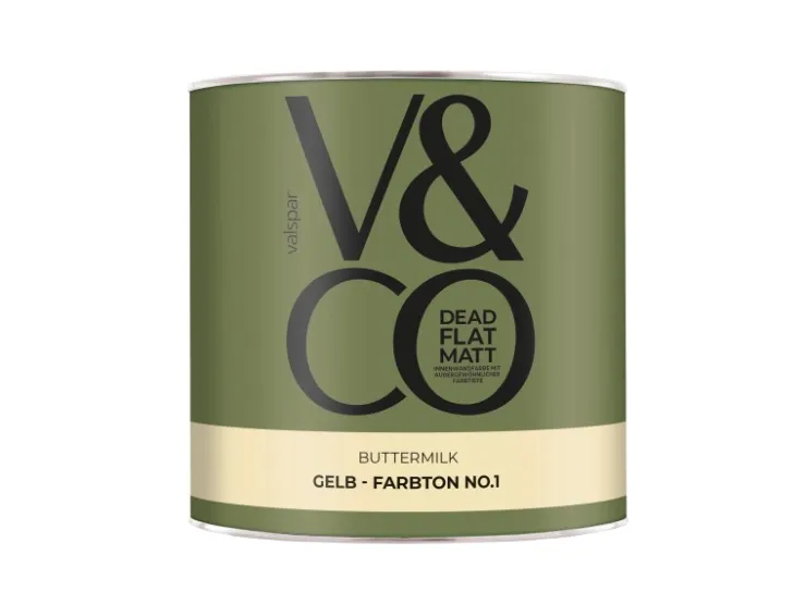 V&CO Premium-Innenfarbe Dead Flat Matt Gelb Farbton 1 2,5 l* Innenfarben