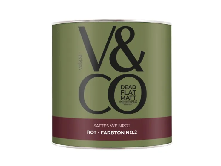 V&CO Premium-Innenfarbe Dead Flat Matt Rot Farbton 2 2,5 l