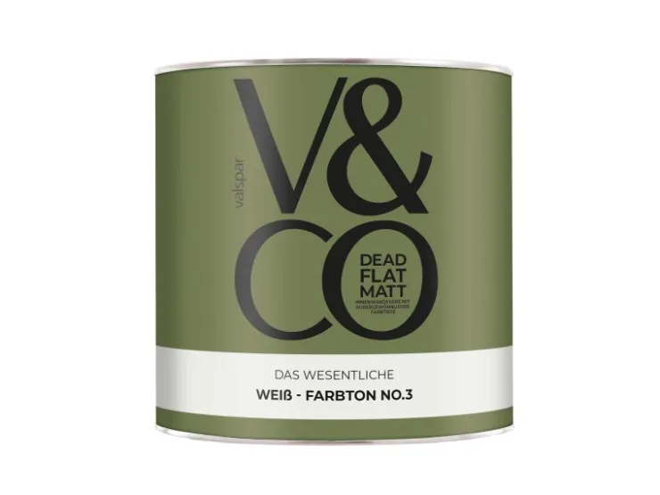 V&CO Premium-Innenfarbe Dead Flat Matt Weiß Farbton 3 2,5 l