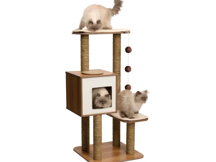 Vesper Kratzbaum High Base 55,5 cm x 56 cm x 121,5 cm Walnuss* Katzenbedarf