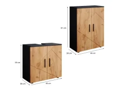 Vicco Badezimmermöbel-Set Irma Goldkraft Eiche/Anthrazit 2 Teile mit Midischrank