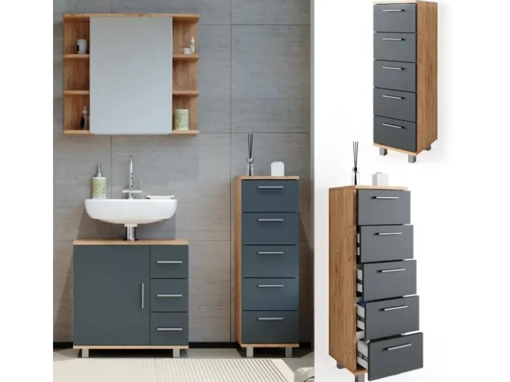 Vicco Badschrank Ilias /Anthrazit 30 x 95 cm