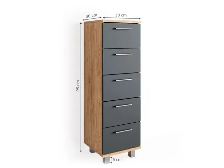 Vicco Badschrank Ilias /Anthrazit 30 x 95 cm