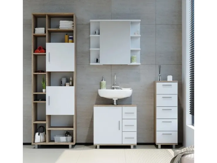 Vicco Badschrank Ilias Sonoma/Weiß 30 x 95 cm