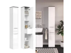 Vicco Badschrank Otis Weiß Hochglanz/Anthrazit 30 x 190 cm* Regal Weiß