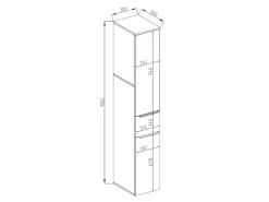 Vicco Badschrank Otis Weiß Hochglanz/Anthrazit 30 x 190 cm* Regal Weiß