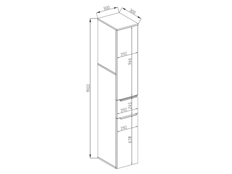 Vicco Badschrank Otis Weiß Hochglanz/Anthrazit 30 x 190 cm* Regal Weiß