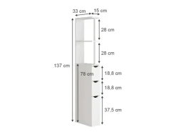 Vicco Badschrank Vera Weiß 137 x 15 cm mit 3 Schubladen* Regal Weiß