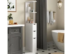 Vicco Badschrank Vera Weiß 137 x 15 cm mit 3 Schubladen* Regal Weiß