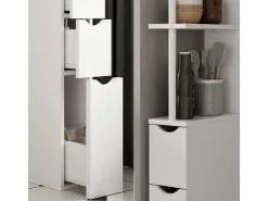 Vicco Badschrank Vera Weiß 137 x 15 cm mit 3 Schubladen* Regal Weiß