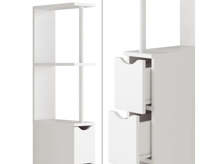Vicco Badschrank Vera Weiß 137 x 15 cm mit 3 Schubladen* Regal Weiß